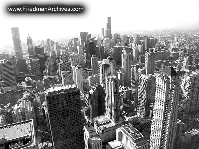 Chicago skyline daytime BW 8x11 300 dpi