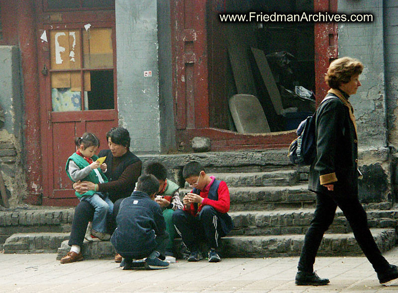 Kids playing on steps