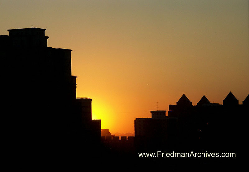 Sunset on buildings