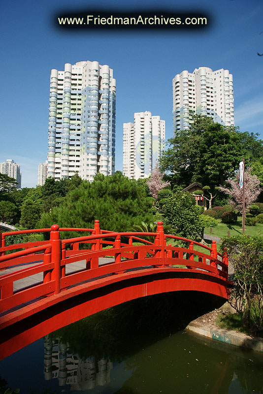 Modern China 3 - Red Bridge and Buildings