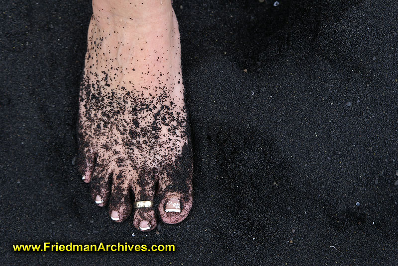Hawaii Images / Foot and Black Sand