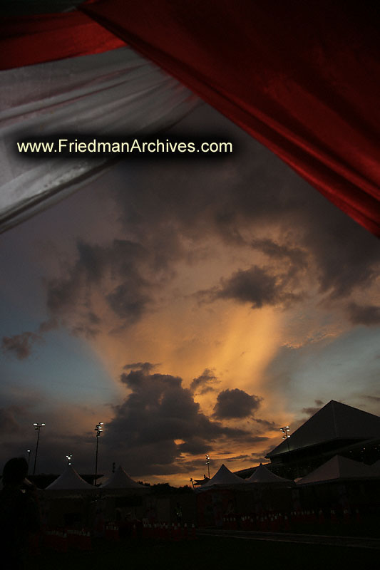 sunset,sky,tent,clouds,