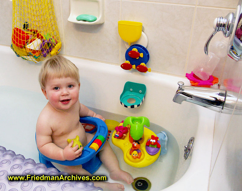 Baby taking a bath