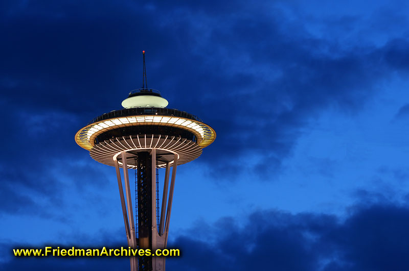 landmark,architecture,building,seattle,dusk,dawn,blue,space,needle,sky,