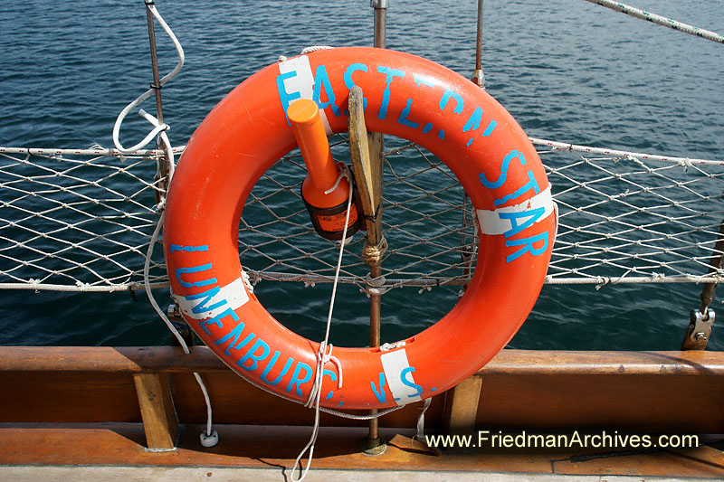 ship,sail,water,safety,drown,postcard,orange,life ring,preserver,