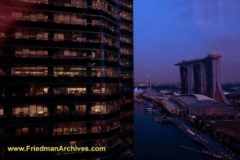 architecture,nighttime,blue,dusk,dawn,city,night,time exposure,sky,buildings,office,tower,skyscraper,