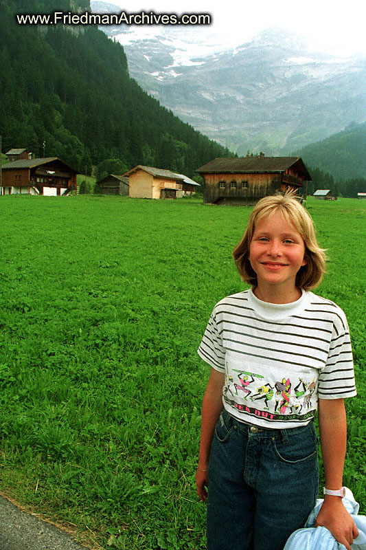 Girl and Swiss Mountains