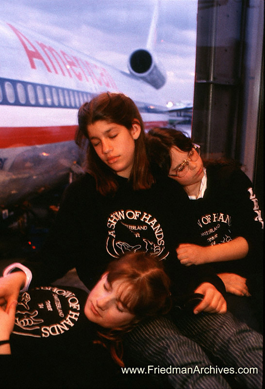 Asleep in front of American Airlines