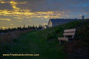 Bench Grass and Sunset