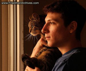 Boy and Cat at Sunrise