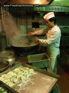 Cooking Dumplings in kitchen