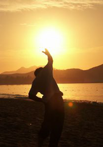 Exercising at sunrise.