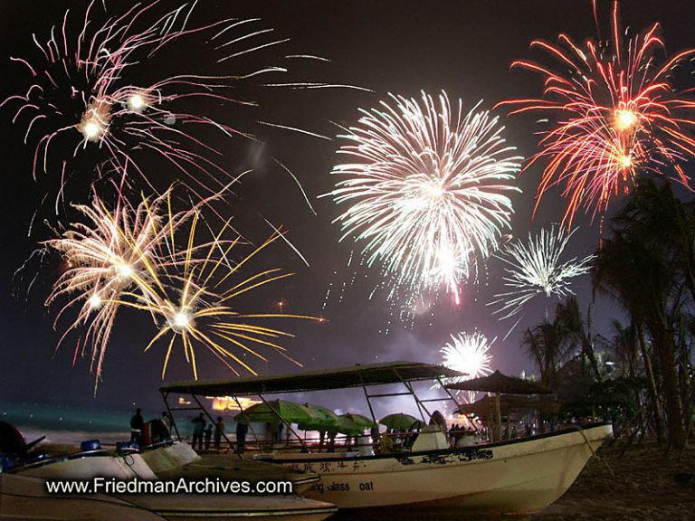 Fireworks and Boat The Friedman Archives Stock Photo Images by Gary