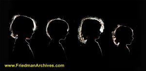 4 Kids Silhouettes Portraits