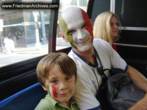 Italian Soccer Fan on Bus