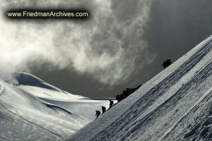 Mountain Climbers Silhouetted