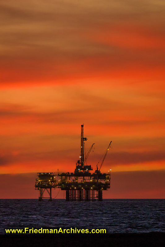 Oil Rig Platform at Sunset (Vertical)