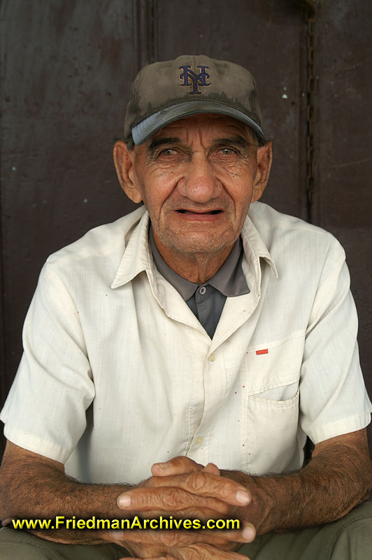 Old man and baseball cap