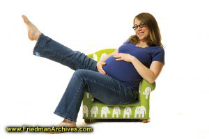 Pregnant Mom in Green Chair