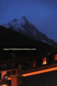 Rooftops and Mont Blanc at Night