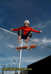 Skateboard Kid Red Shirt