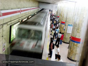 Subway train moving