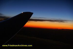 Sunset from an airplane window