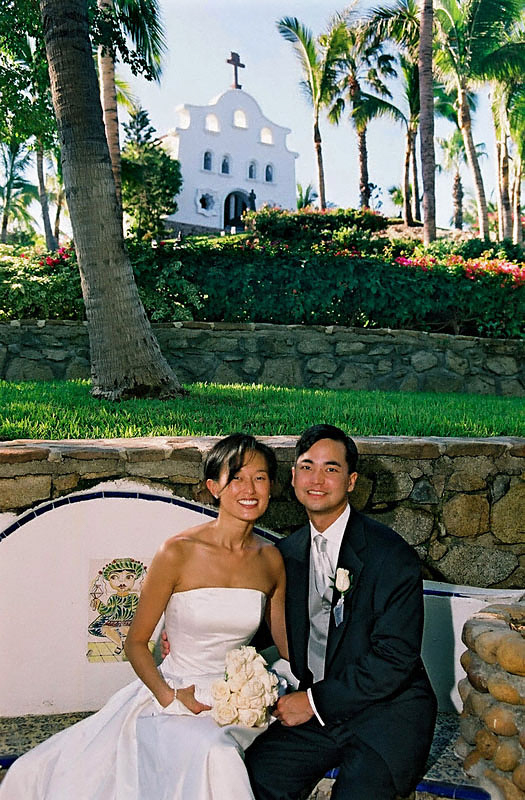 Wedding Sampler Portrait in front of Chapel